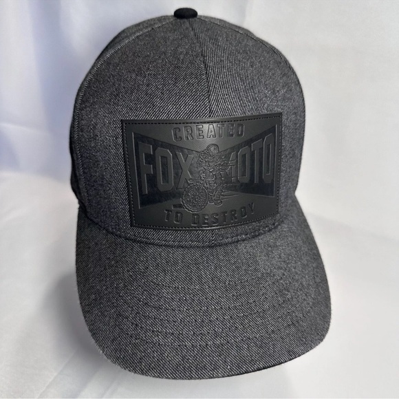 Fox Moto Dark Gray Baseball Hat Created To Destroy Black Patch OSFA SnapBack - Picture 2 of 13